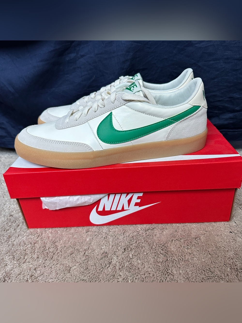 Nike Killshot 2 Leather Sneakers with Green Swoosh and Gum Sole - Picture 2 of 8